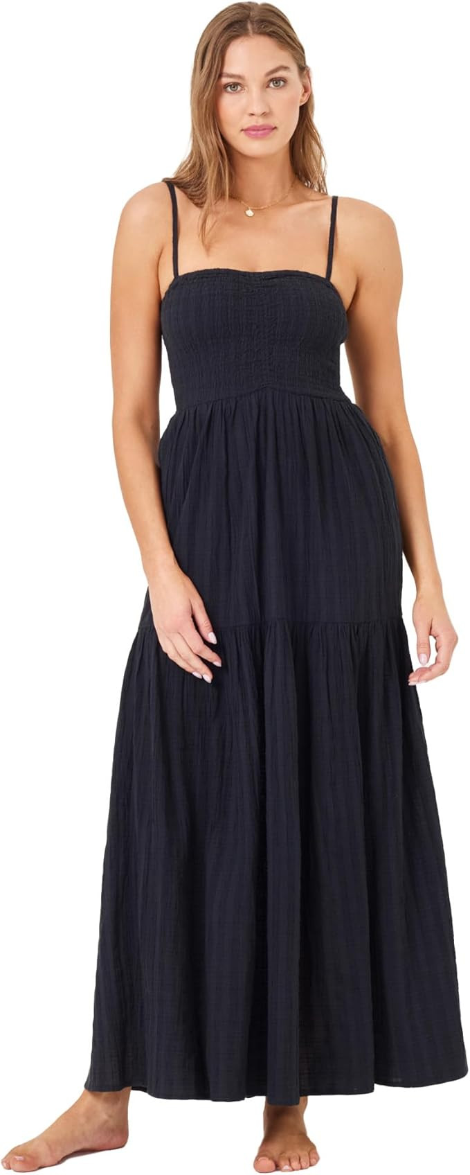L*Space Mallorca Dress for Women, Cotton Maxi Dress, Adjustable Spaghetti Straps, Smocked Bodice,... | Amazon (US)