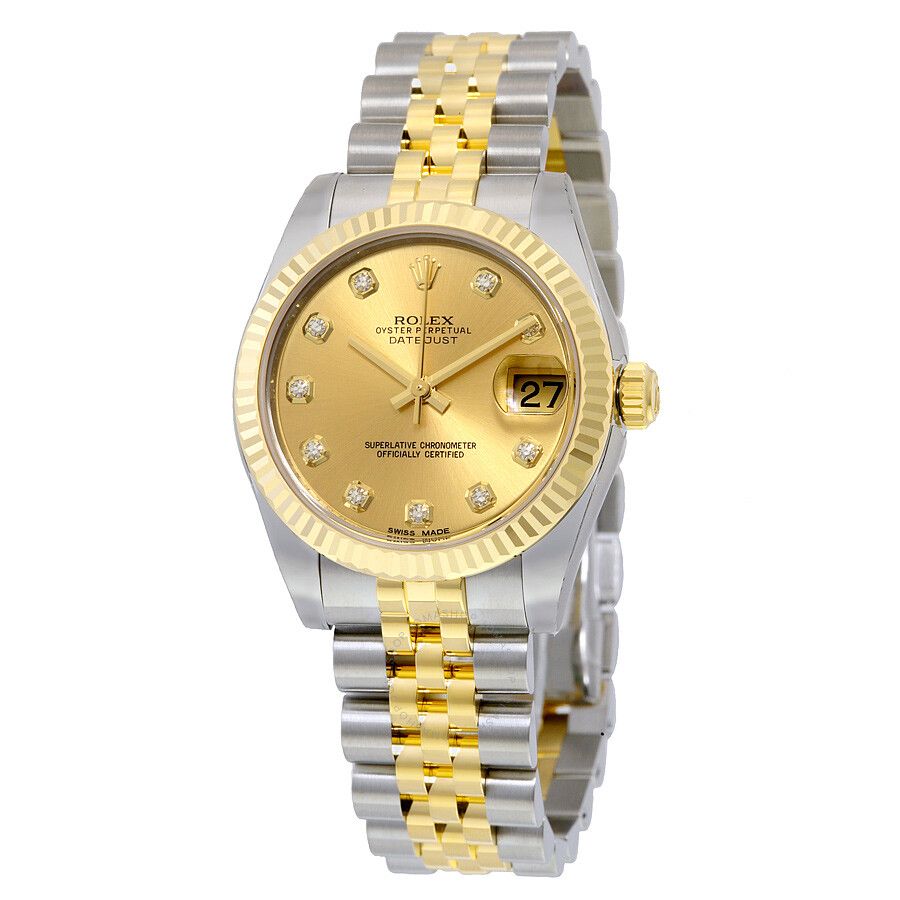 Rolex Datejust Lady 31 Champagne Dial Stainless Steel and 18K Yellow Gold Jubilee Bracelet | Jomashop.com & JomaDeals.com