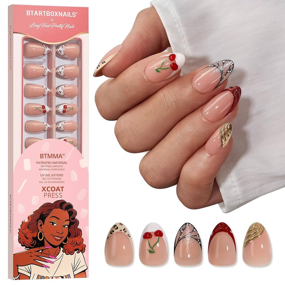 BTArtboxnails X LONGHAIRPRETTYNAILS Press On Nails - Autumn Muse, 5 Designs Mix Match Short Almon... | Amazon (US)
