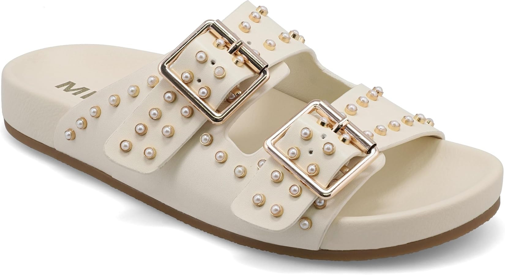 MIA Shoes Brooklyn Women's Footbed Slide Sandals, Studded Vegan Leather | Amazon (US)