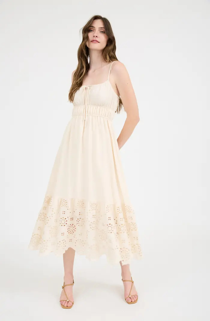 Blu Pepper Embroidered Eyelet Empire Waist Midi Dress | Nordstromrack | Nordstrom Rack