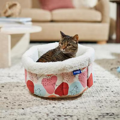 Frisco Sherpa Self-Warming High-Walled Bolster Small Cat Bed, Calico Cat | Chewy
