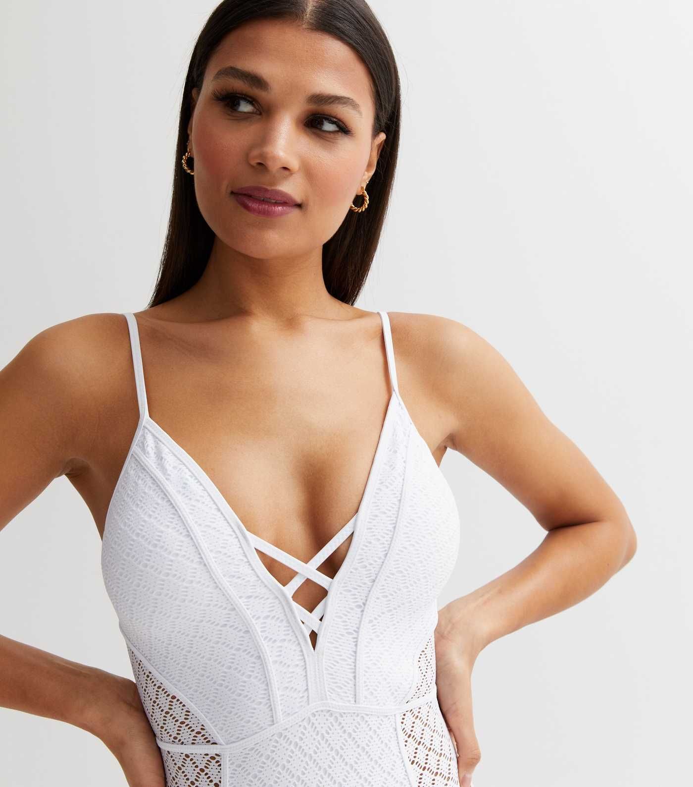 White Crochet Plunging Swimsuit
						
						Add to Saved Items
						Remove from Saved Items | New Look (UK)