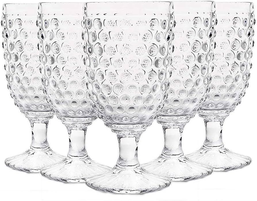 G Hobnail Drinking Glasses 13oz Set Of 6, Vintage Water Goblets Iced Tea Beverage Goblets Hobnail... | Amazon (US)