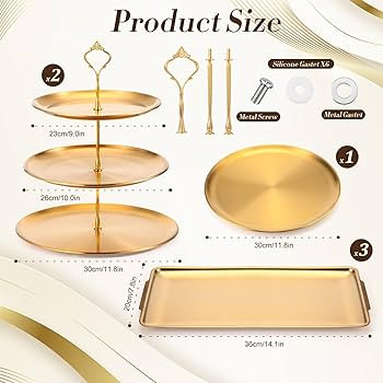 Zubebe 6 Pcs Dessert Table Display Set 2 Stainless Steel Cupcake Stand 3 Tier Cake Holder 3 Recta... | Amazon (US)