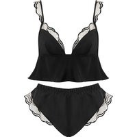 Bluebella Marabel Luxury Satin Cami and Short Set Black/Sheer - 6 | Bluebella