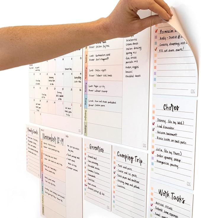 mc squares Reusable Planning Whiteboards 10-Piece Planning Bundle. Whiteboards that Cling to Stai... | Amazon (US)