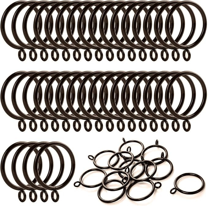 ANJUU 36 Pack 38mm Inner Diameter Metal Curtain Drape Sliding Eyelet Rings Cocoa Tone | Amazon (US)