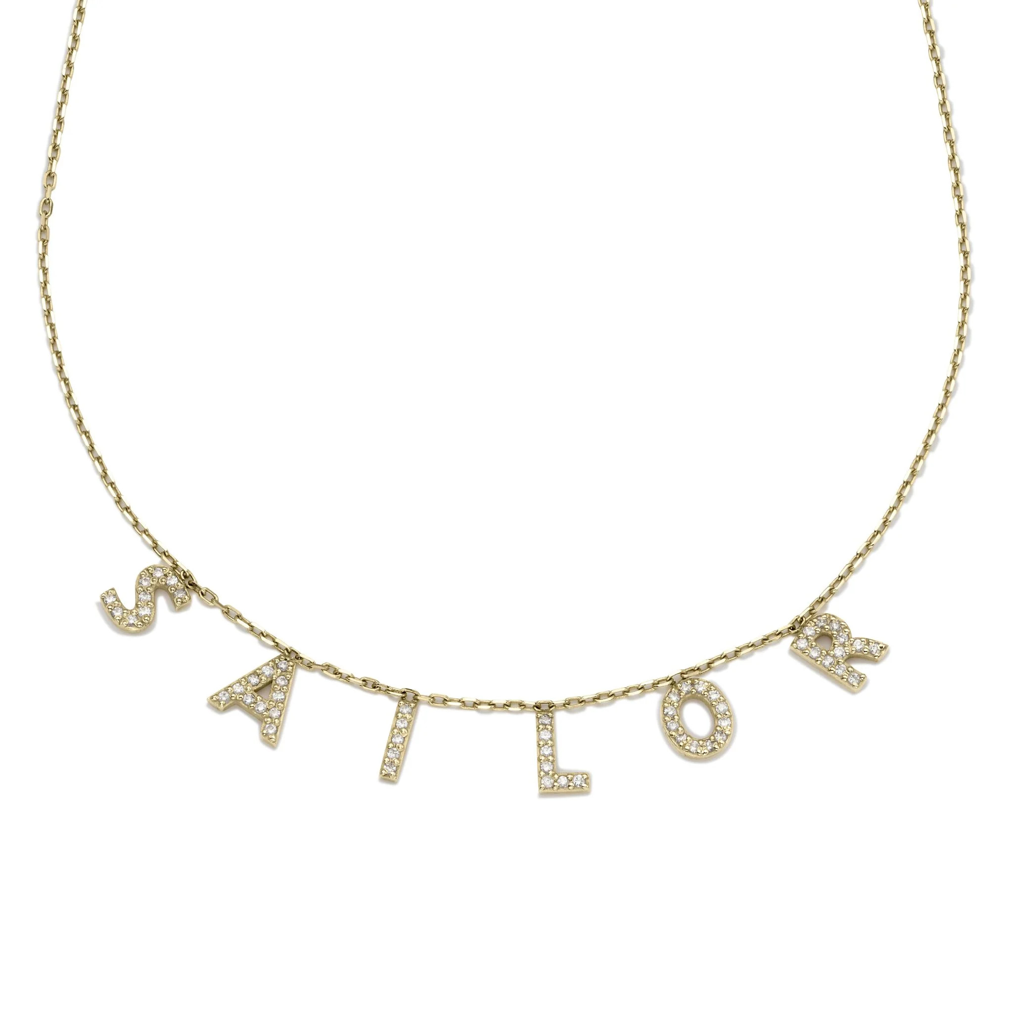The Bespoke Gold and Diamond Name Necklace | Heavenly London