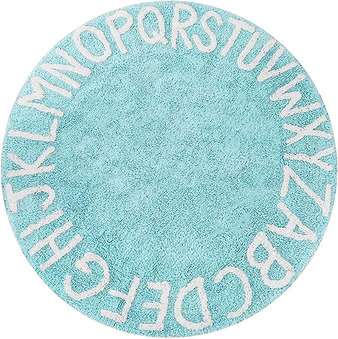 ABC Rug for Kids Room Circle Alphabet Nursery Rug for Baby Boy and Girl - Round Neutral Toddler P... | Amazon (US)