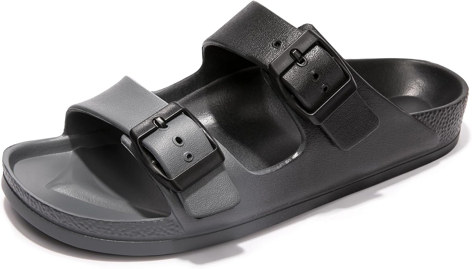 FUNKYMONKEY Women's Comfort Slides Double Buckle Adjustable Plastics Flat Sandals | Amazon (US)