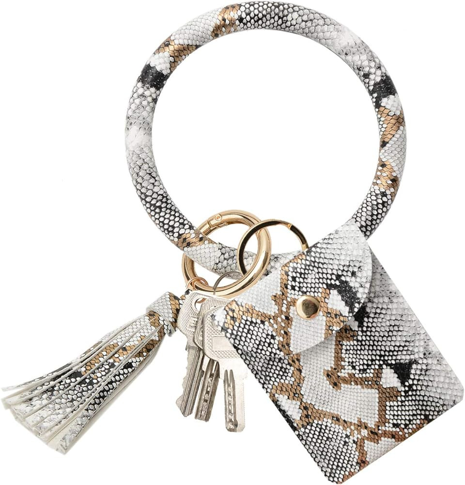 COOLANS Wristlet Bracelet Keychain Pocket Credit Card Holder Leather Purse Tassel Keychain Bangle... | Amazon (US)