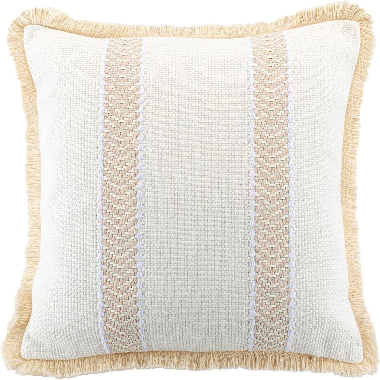 Vfuty Boho Throw Pillow Cover 18x18 with Tassels,Farmhouse Accent Pillow Case Decorative Pillow C... | Amazon (US)