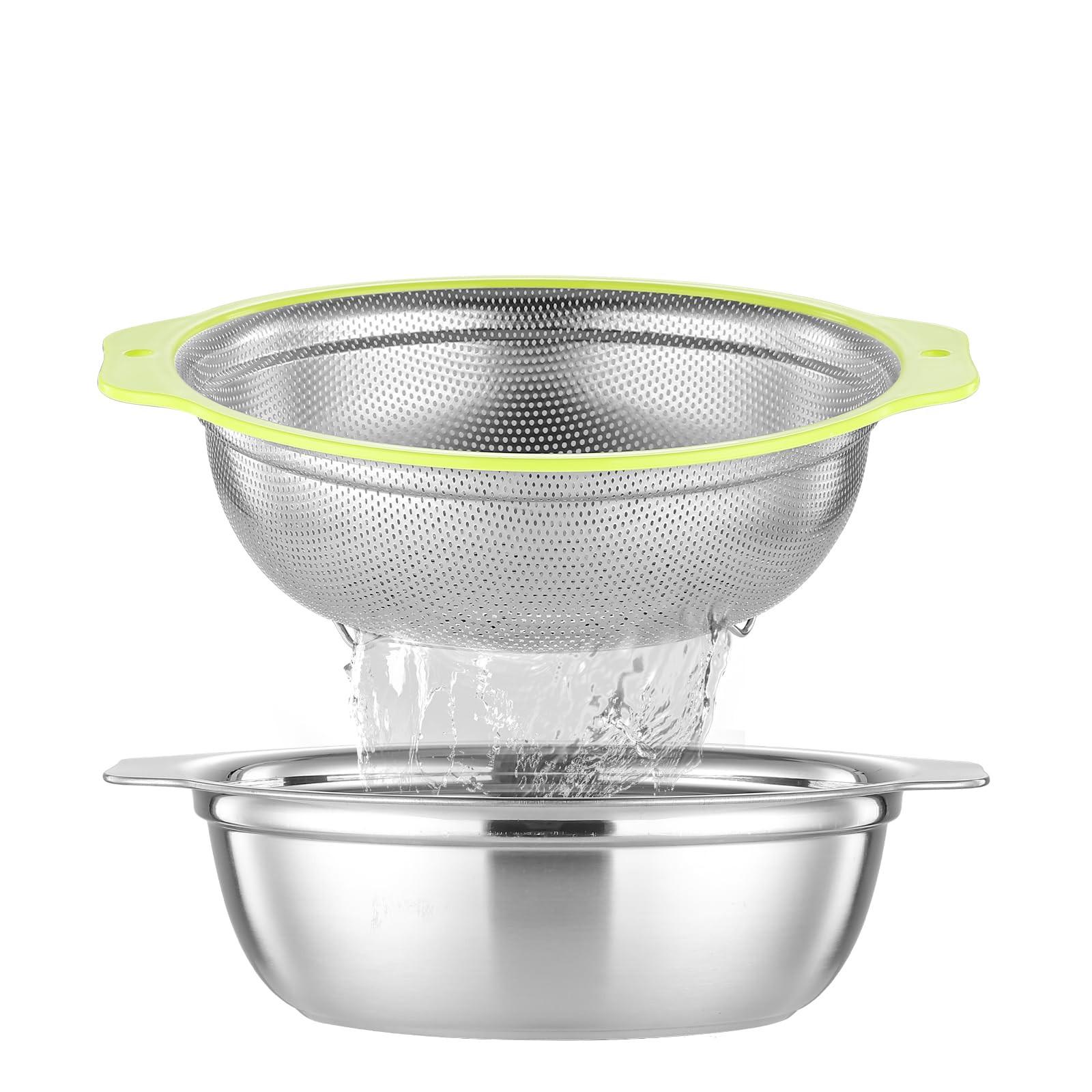 Colander Stainless Steel Microporous, 4QT Large Capacity Rice Strainer with Mixing Bowl, Rice Was... | Amazon (US)