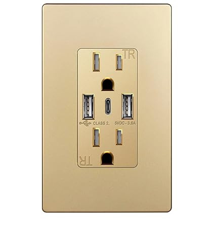 TOPGREENER USB Outlet, 3-Port Type C USB Wall Outlet, 15 Amp Tamper-Resistant Receptacle Plug, Ch... | Amazon (US)