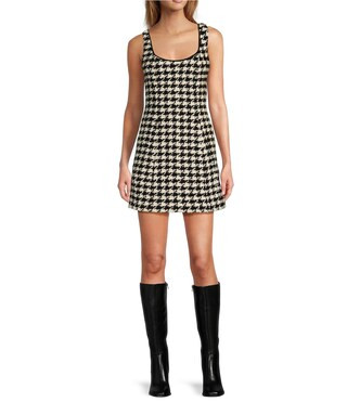 Macy Wool Blend Houndstooth Square Neck Sleeveless Mini Sheath Dress | Dillard's