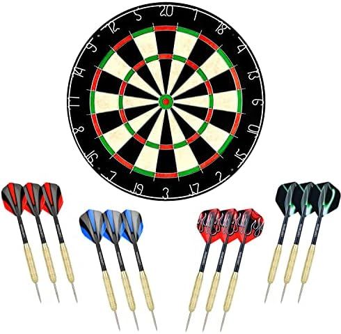 LinkVisions Dartboard with Staple-Free Bullseye, 18g Steel Tip Darts Set,12 Steel Tip Darts 18g, ... | Amazon (US)