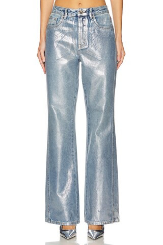 Gestuz Coaty Straight Jeans in Coated Silver Blue from Revolve.com | Revolve Clothing (Global)