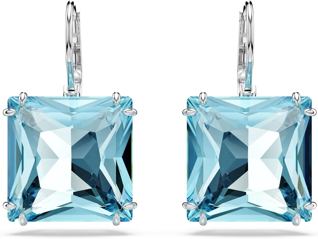 Swarovski Millenia Earrings, Square cut crystal, Blue, Rhodium plated | Amazon (US)