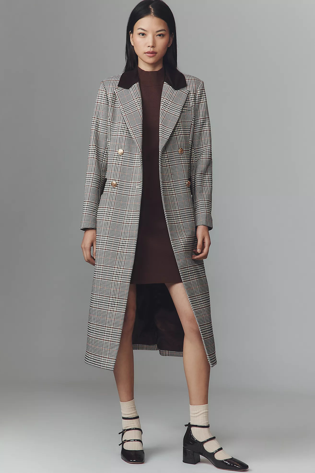 Avec Les Filles Double-Breasted Plaid Tailored Coat | Anthropologie (US)