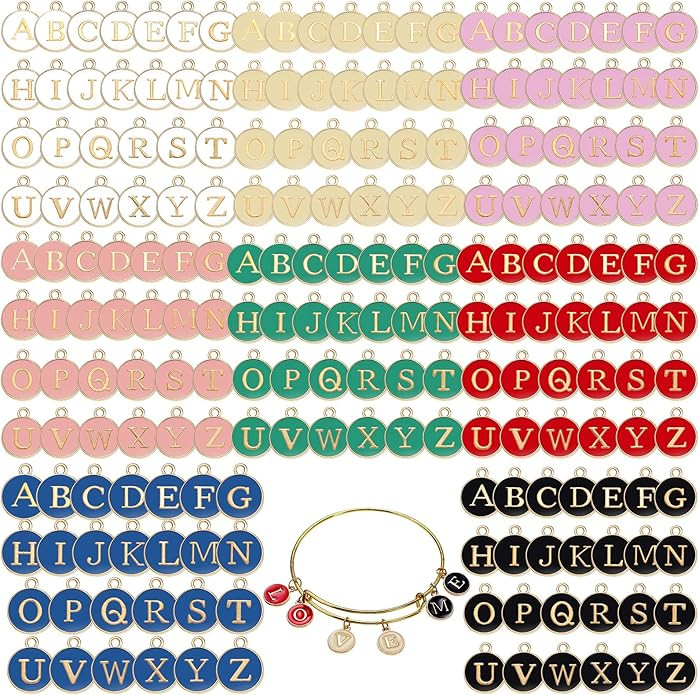 Bucherry 208 Pcs Metal Charms for Jewelry Making Mix Initial Charms Double Side Charms for DIY Br... | Amazon (US)