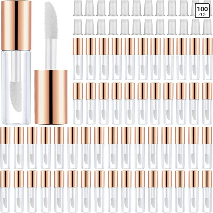 Patelai 100 Pieces Clear Mini Lip Gloss Tube Refillable Empty Lip Balm Gloss Containers Bottles T... | Amazon (US)