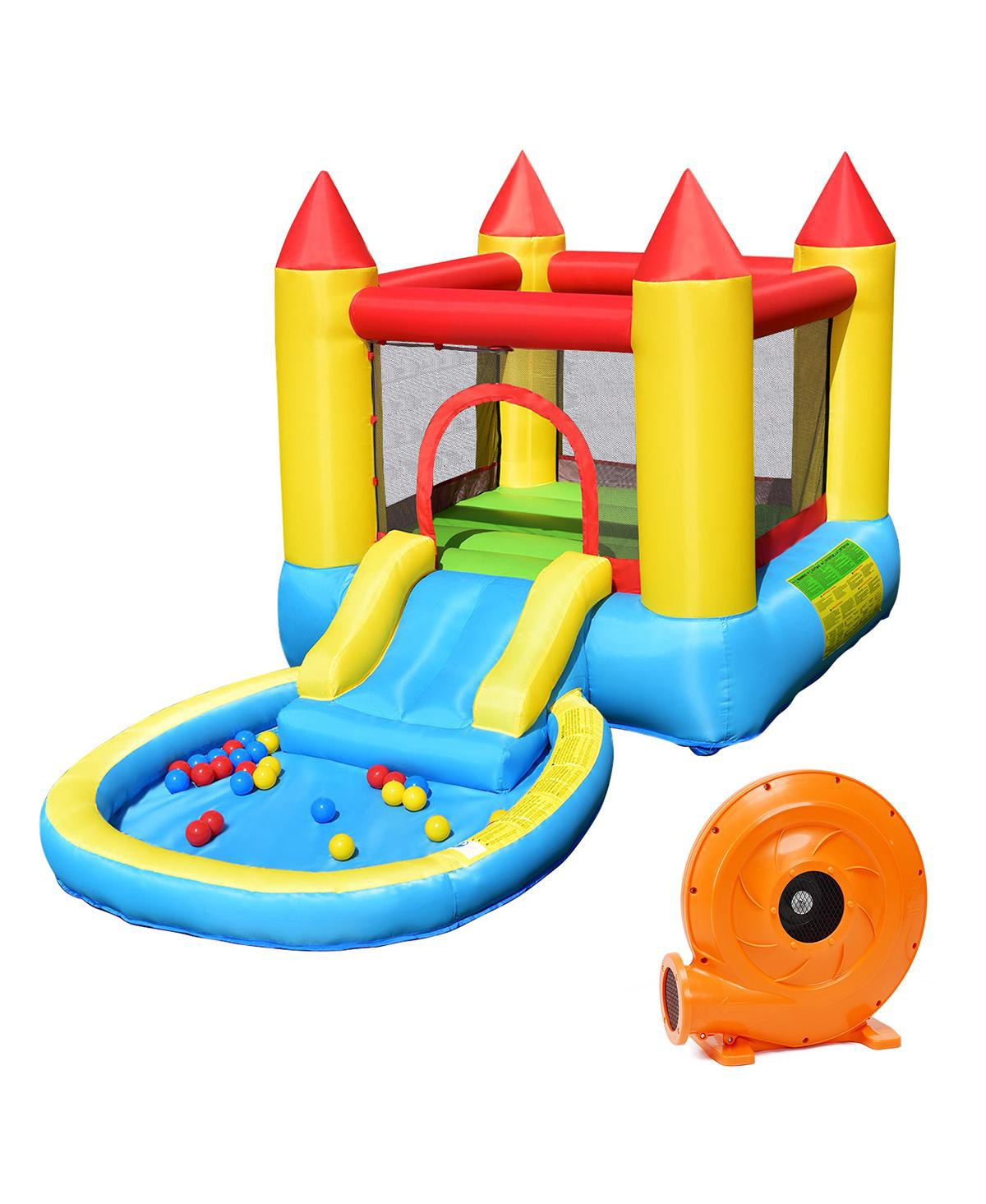 Inflatable Kids Slide Bounce House with 580w Blower - Yellow | Macy's
