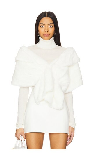 Unreal Fur Champagne Wrap in Ivory. | Revolve Clothing (Global)