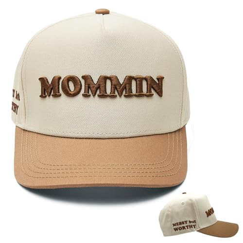 labi baby Mommin Messy But Worthy Hat New Mom Christmas New Year Gift Funny 3D Embroidered Mom Life Trucker Hat Birthday Cap for Wife/Mama Brown | Amazon (US)