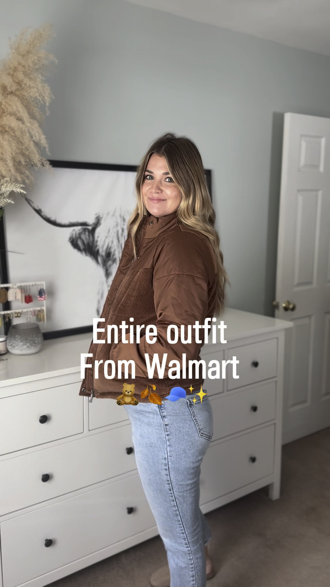 Don’t sleep on Walmart! 
Wearing a size S in the tops. 
Size 4 in the jeans. 
Everything runs TTS 🫶🏻