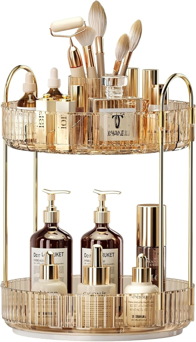 360 Rotating Makeup Organizer - Large-Capacity Skincare & Makeup Storage with 2-Tier Perfume Orga... | Amazon (US)