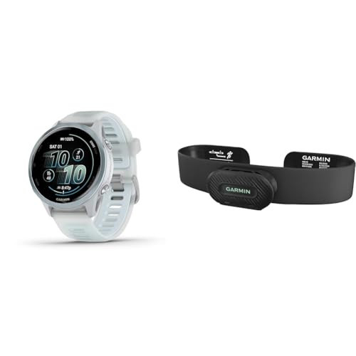 Bundle of Garmin® Forerunner® 570, 42mm, GPS Running Smartwatch, AMOLED Display, Training and Recovery Features, Cloud Blue Aluminum with Translucent Whitestone/Band + Garmin HRM-Fit | Amazon (US)
