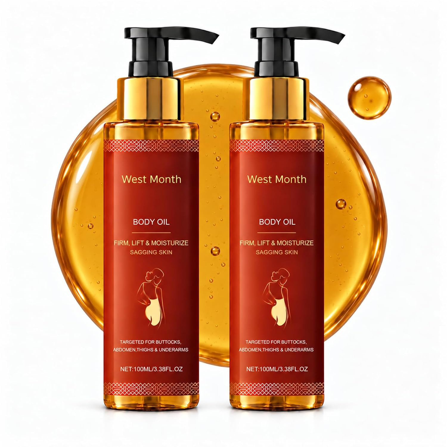 Body Firming Oil for Women, 2 Pack After Shower Oil for Dry Skin, Lightweight Non-Greasy Moisturizer for Arms Legs Belly | Amazon (US)