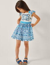 Calista Floral Print Frilly Playsuit Blue | Monsoon (UK)