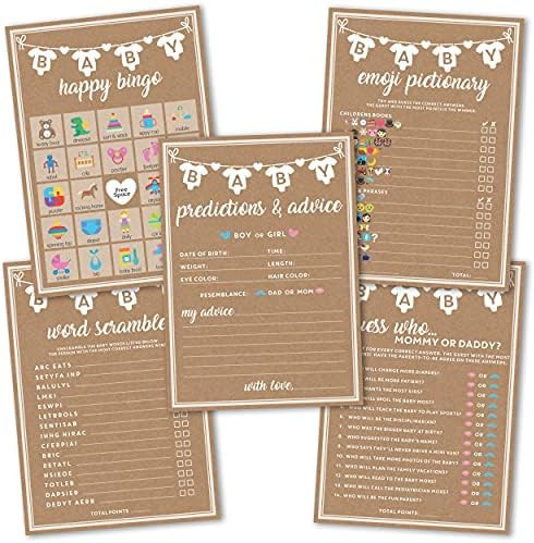 Baby Shower Games Kraft, Party Hearty, 5 Games, 50 Sheets Each, 5x7 inches, Fun, Easy to Play Games, | Amazon (US)