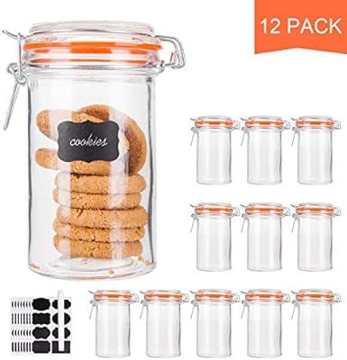 Glass Jars With Airtight Lids,Encheng 16 oz Glass Jars With Leak Proof Rubber Gasket,Wide Mouth M... | Amazon (US)