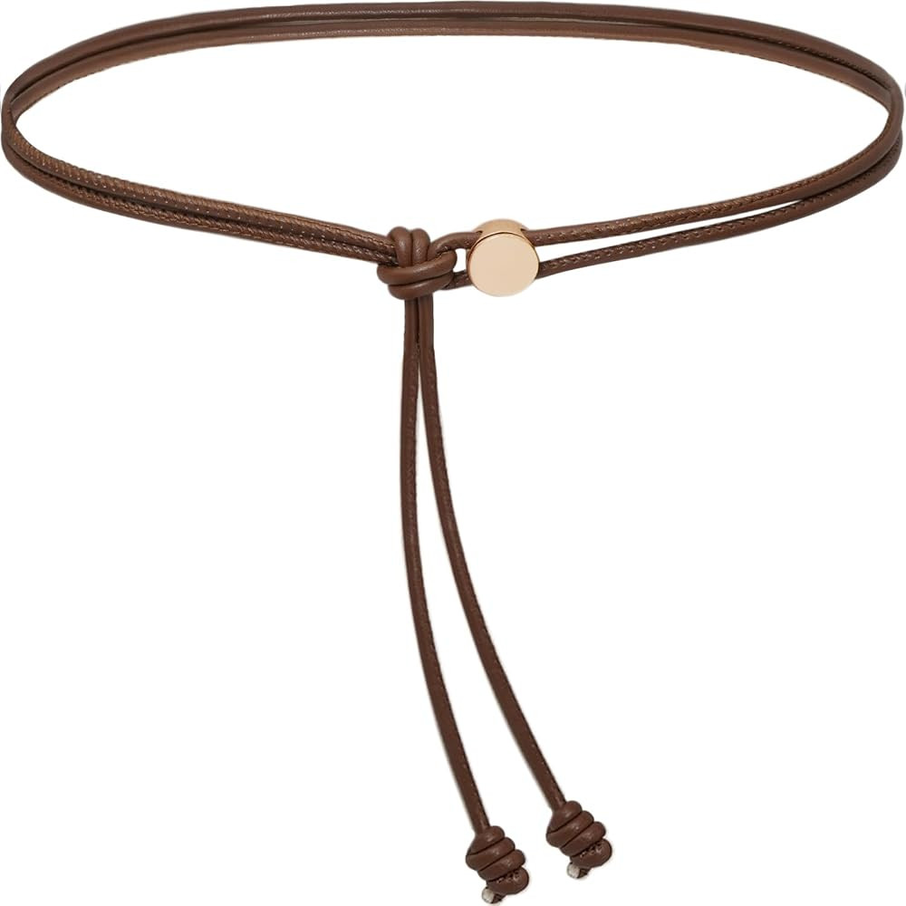 Women Skinny Belts Thin PU Leather Knotted Rope Belt for Dresses | Amazon (US)