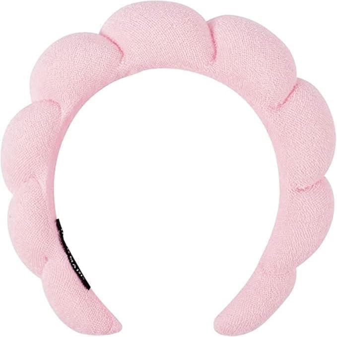 Spa Headband Hair Band for Women - Puffy Sponge Pink Headbands for Washing Face Hair Headband for... | Amazon (US)