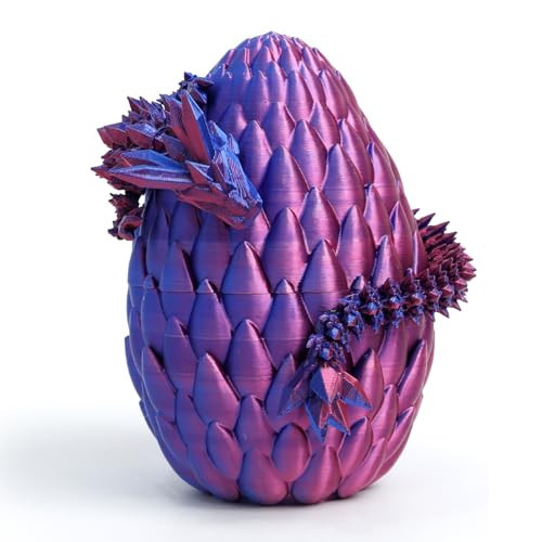 Flavery 3D Printed Dragon Egg- Red Blue - Surprise Easter Egg with Flexible Crystal Dragon Inside, Easter Basket Stuffers, 3D Printed Gift Toy, Desk Executive Pet, Figurine Decor(12” Dragon) | Amazon (US)