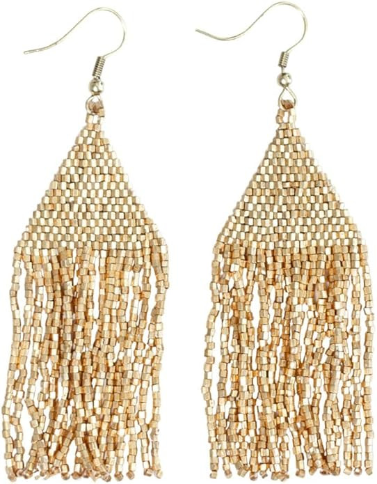 INK+ALLOY Beaded Boho Earrings for Women, Lexie Luxe Bead Medium Fringe Colorful Statement Earrin... | Amazon (US)