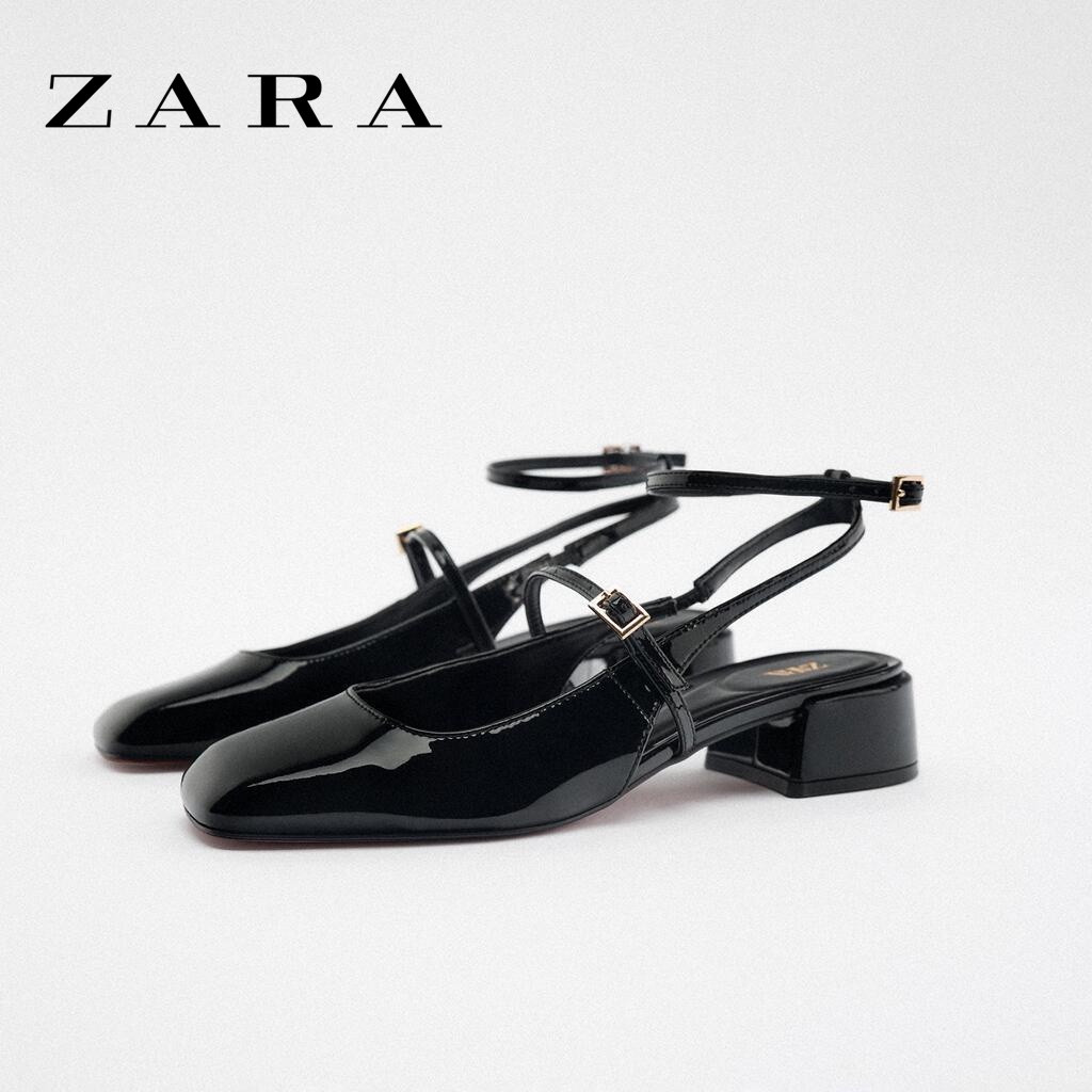 ZARA Moda De Outono E Inverno Nova Empresarial Baotou Sapatos Femininos De Salto Grosso Preto Cal... | Shopee (BR)