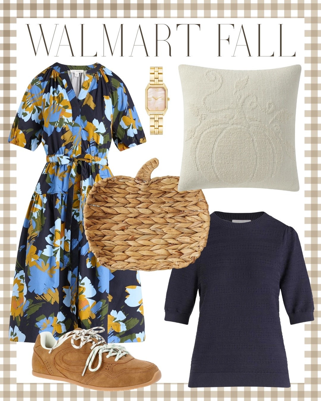 Casual fall style from Walmart - floral midi dresses, navy sweaters, comfy sneakers, and seasonal home decor for a cozy autumn look.

casual fall style | floral midi dress | Walmart fall finds | navy short sleeve sweater | fall sneakers | pumpkin pillow

#LTKWorkwear #LTKSeasonal #LTKFindsUnder50