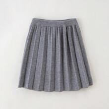 Tween Girl Solid Pleated Knit Skirt | SHEIN