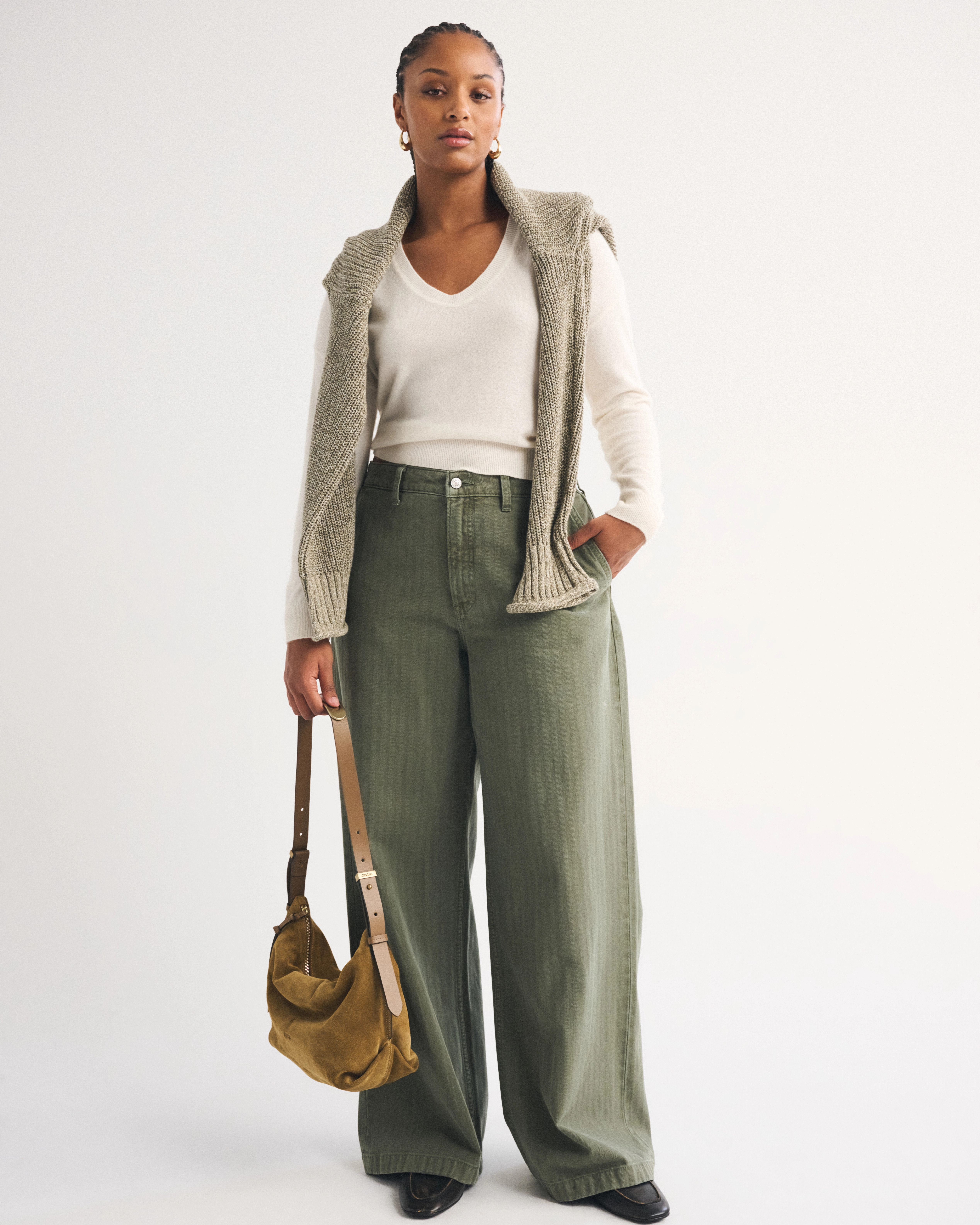 Curve Love High Rise Wide Leg Trouser Jean | Abercrombie & Fitch (US)
