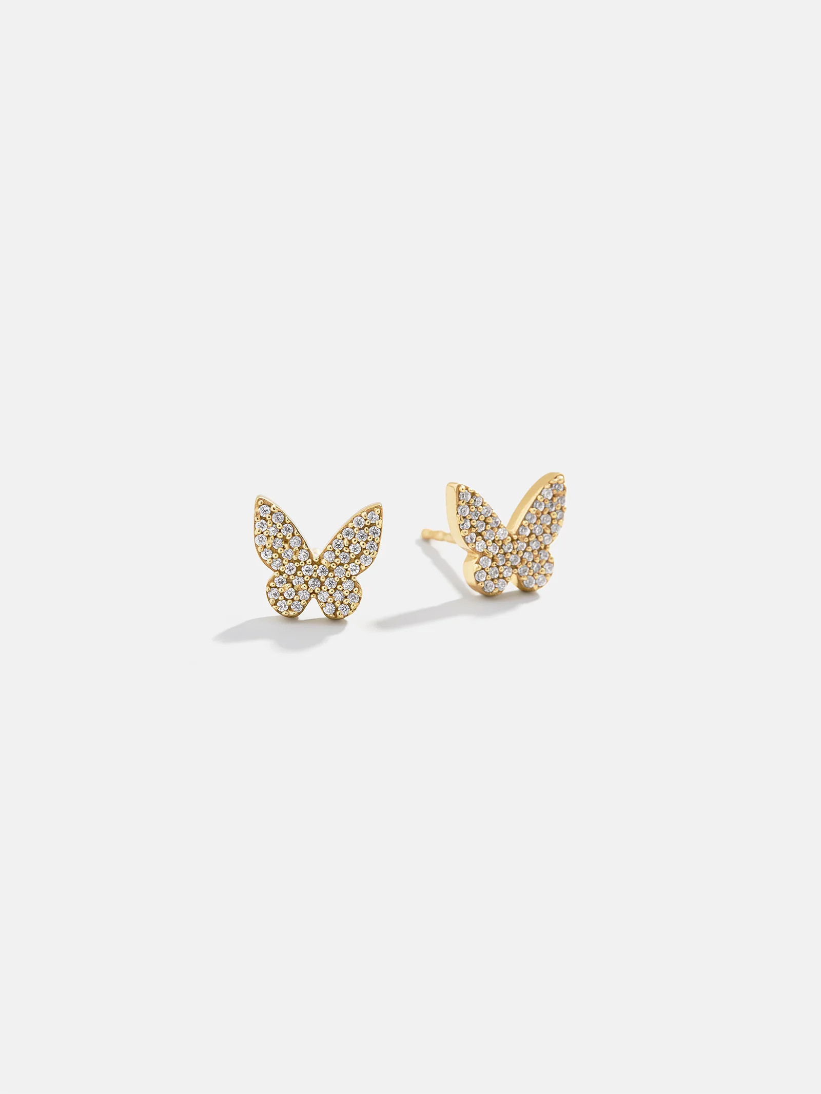 18K Gold Just For Fun Earrings - Pavé Butterfly | BaubleBar