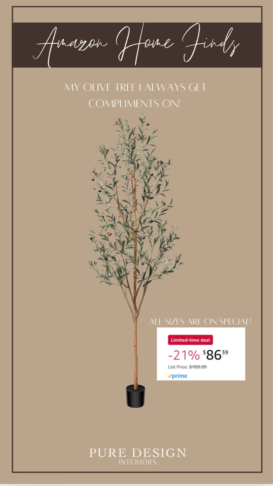 Amazon Prime! My Olive tree I always get complimented on! 

#LTKstyletip #LTKhome #LTKsale