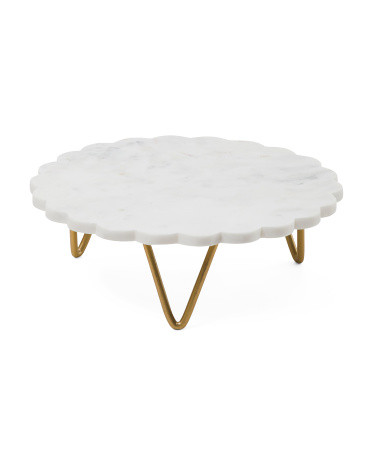 10in Marble Scalloped Serving Stand | TJ Maxx
