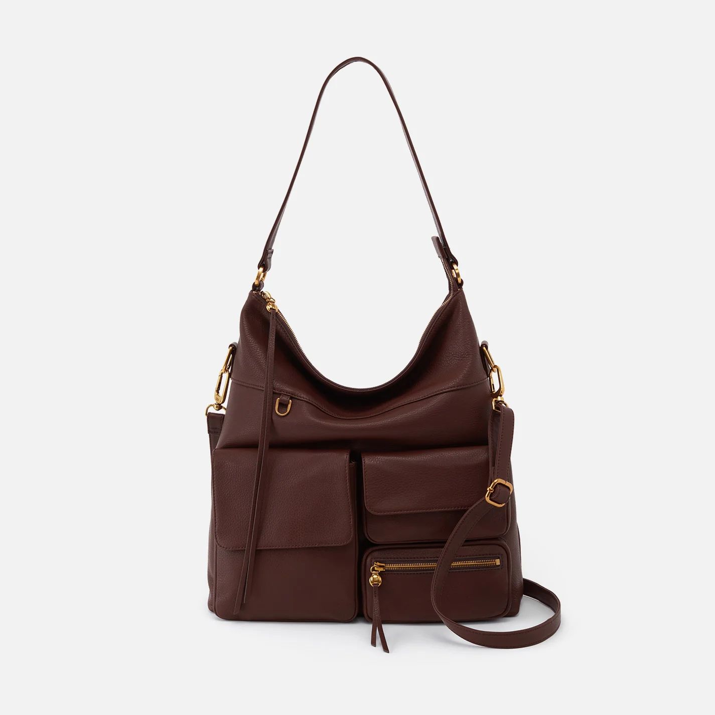 Explorer Shoulder Bag in Pebbled Leather - Mahogany | HOBO Bags