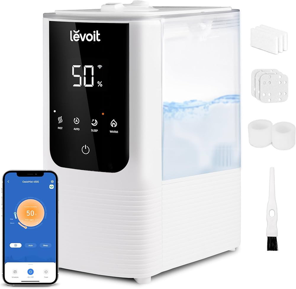 LEVOIT Humidifiers for Bedroom Home, Smart Warm and Cool Mist Air Humidifier for Large Room, Auto... | Amazon (US)