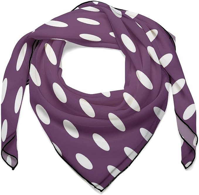 Silk Scarves Purple Polka Dot Banner Silk Head Scarf Silk Feeling Neck Scarfs Women's Fashion Squ... | Amazon (US)